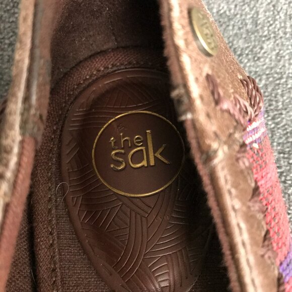 The Sak Frannie Ballet Flats Womens Sz 8 Boho Aztec Navajo Woven Leather Canvas - Picture 9 of 10